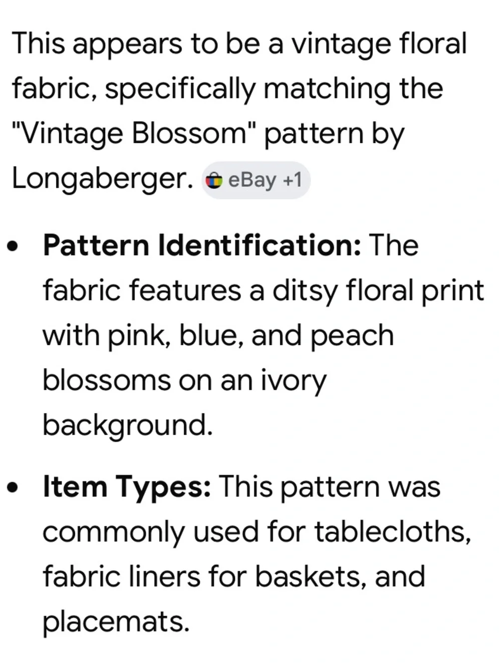 Longaberger Vintage Blossom Floral Cotton Placemat and Napkin Set of 6